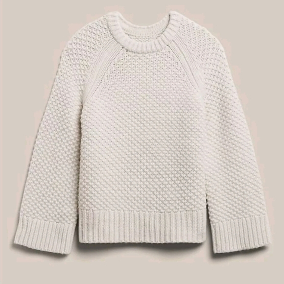 Banana Republic Merino wool popcorn Honeycomb Stitch Sweater cream ecru small - Picture 2 of 9